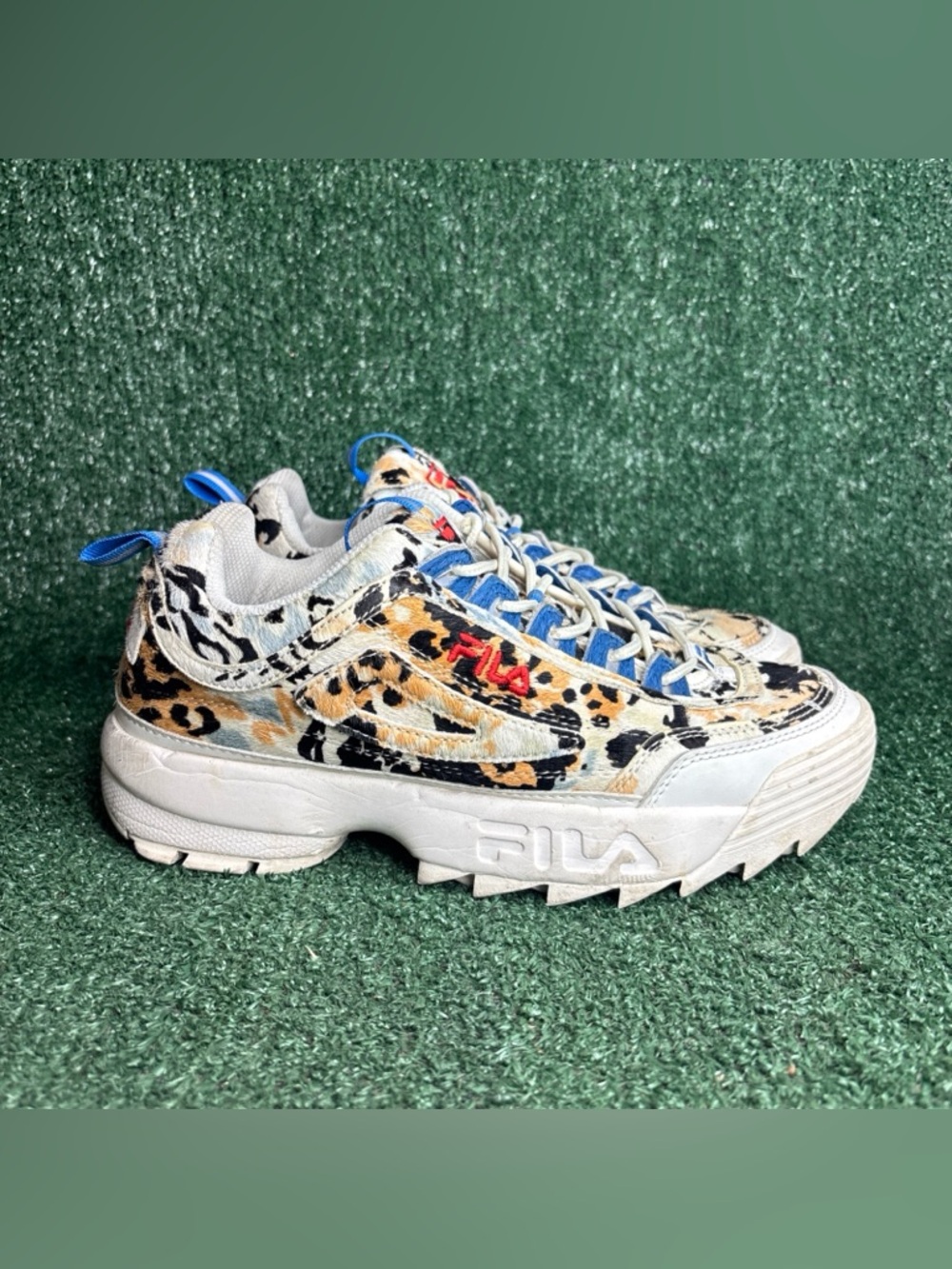Fila Womens Disruptor 2 Premium 5XM02282-150 Animal Faux Fur Sneakers Size 10